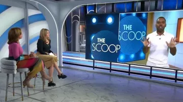 Staud Shoko Sweater in Mosaic Stripe worn by Hoda Kotb as seen in Today with Hoda & Jenna on October 10, 2023