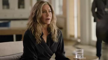Gauge 81 Sabi­nas Silk High-Low Wrap Top worn by Alex Levy (Jennifer Aniston) as seen in The Morning Show (S03E06)