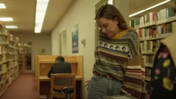 Urban Outfitters Marri Jacquard Ski Sweater worn by Zoe Christensen (Emilija Baranac) as seen in Fakes (S01E01)