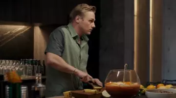 Cos Organic Cotton Contrast Panel Stripe Shirt worn by Simon (Ben Hardy) as seen in The Girl Before (S01E01)