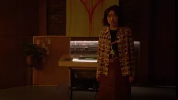 Ganni Leather Midi Skirt worn by Zoe Christensen (Emilija Baranac) as seen in Fakes (S01E07)
