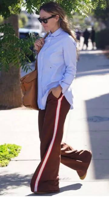 Pantalones cadetes La Ligne usados por Olivia Wilde en La el 11 de octubre de 2023