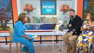 Cinq A Sept Billie Pants In Atomic Blue worn by Hoda Kotb as seen in Today  on  October 12, 2023