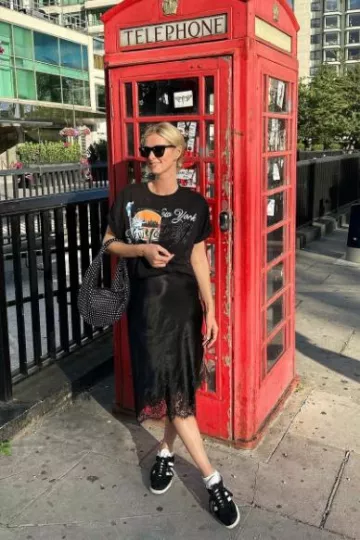 3.1 Phillip Lim We Are Ny Lace-Detailing Dress worn by Nicky Hilton on Rothchild Instagram Post on July 12, 2023