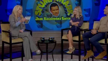 Roger Vivier Glitter Flower-Buckle Platform Sandals worn by Jane Krakowski as seen in LIVE with Kelly and Mark on  October 4, 2023