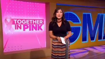3.1 Phillip Lim Multi Striped Wrap Skirt worn by Juju Chang as seen in Good Morning America on October 14, 2023