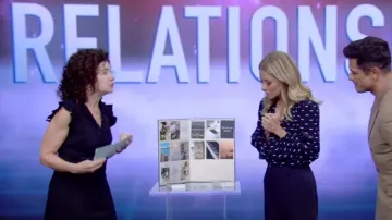 Maggy London Work Short Ruffle Sheath Dress worn by Gail Saltz as seen in LIVE with Kelly and Mark on October 10, 2023