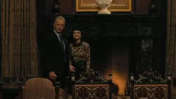 Maje Jelfie Leather Horsebit Detail Mini Skirt In Black worn by Juno (Ruth Codd) as seen in The Fall of the House of Usher (S01E01)