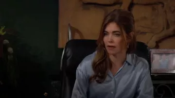 Frame The Standard Silk Shirt worn by  Victoria Newman (Amelia Heinle) as seen in The Young and the Restless on September 18, 2023