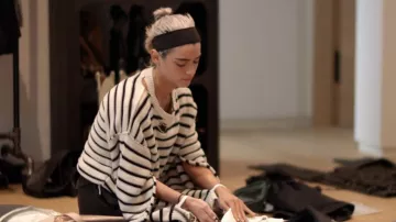 MM6 Maison Margiela Distressed Horizontal-stripe Jumper worn by Dixie D'Amelio as seen in The D'Amelio Show (S03E07)