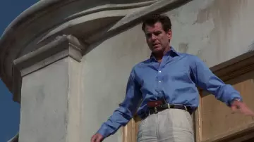 Turnbull & Asser Blue Formal Shirt worn by James Bond (Pierce Brosnan) in The World Is Not Enough movie