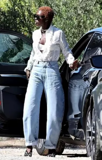 Icon Denim Poppy Jeans worn by Jodie Turner-Smith in Los Angeles on October 7, 2023