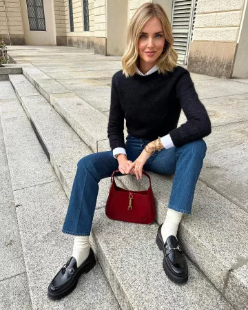 Gucci Loafer with Horsebit worn by Chiara Ferragni on her Instagram story on October 16, 2023