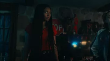 Ragged Jeans Points Button Down Top worn by Marie Moreau (Jaz Sinclair) as seen in Gen V (S01E05)