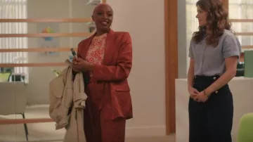 Mango Satin Print­ed Blaz­er worn by Kylie (Travina Springer) as seen in The Irrational (S01E04)