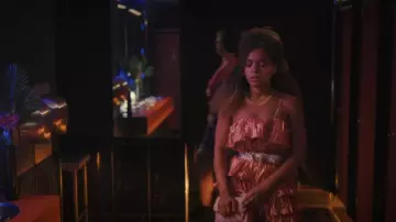 Collective The Label Petite Ex­clu­sive Metal­lic Tiered Mi­ni Dress worn by Lisa (Antonia Thomas) as seen in Still Up (S01E06)