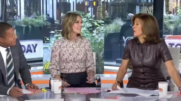 Veronica Beard Kali Floral Smocked Blouse In Ecru Multi worn by Savannah Guthrie as seen in Today on October 17, 2023