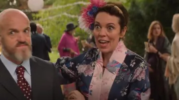 Ted Baker Chinoiserie Jacquard Kimono Coat worn by Godmother (Olivia Colman) as seen in Fleabag (S02E06)