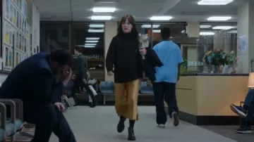 Anine Bing Women's Metallic Toast Silk Midi Skirt worn by Sarah (Emma Lung) as seen in Wolf Like Me (S01E02)