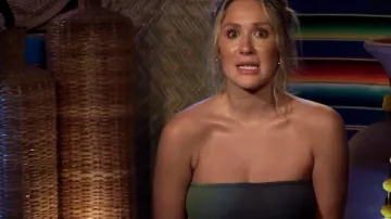Minivestido palabra de honor con estampado Edikted Element usado por Rachel Recchia como se ve en Bachelor in Paradise (T09E04)