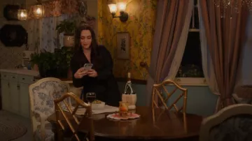 Vince Blue Navy Jacquard Pajama Popover Blouse worn by Jules Wiley (Kat Dennings) as seen in Dollface (S02E05)
