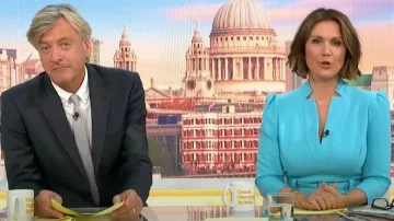 Karen millen Compact Stretch Forever Belted Pencil Midi Dress worn by Susanna Reid as seen in Good Morning Britain on October 16, 2023