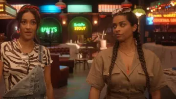 Guess Den­im Jump­suit worn by Liv (Lilly Singh) as seen in Dollface (S02E03)