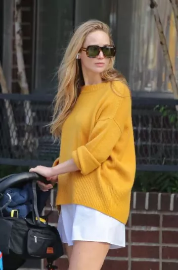 Stella McCartney Oversized Square Sunglasses worn by Jennifer Lawrence in New York City on October 24, 2023
