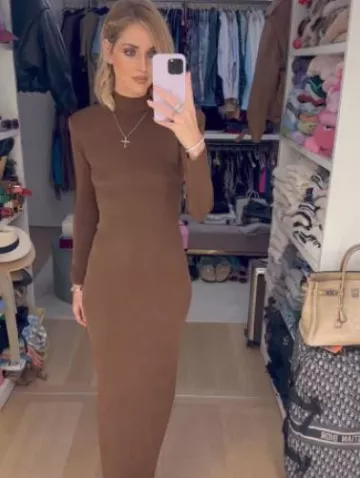 Chiara Ferragni Gothic Cross Pendant Necklace In Silver worn by Chiara Ferragni on her Instagram Story on October 26, 2023