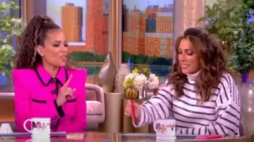 Sandro Ariel Stripe Sequin Turtleneck Sweater worn by Alyssa Farah as seen in The View on October 26, 2023