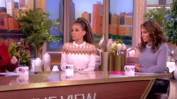 C by Bloomingdales Chain Embellished Crewneck Cashmere Sweater worn by Alyssa Farah as seen in The View on  October 26, 2023