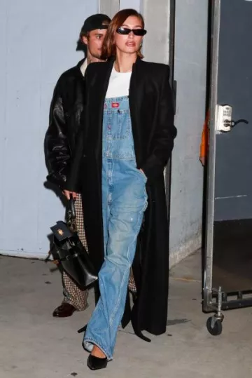 Khaite The Caleb Coat worn by  Hailey Bieber at Churchome on October 25, 2023