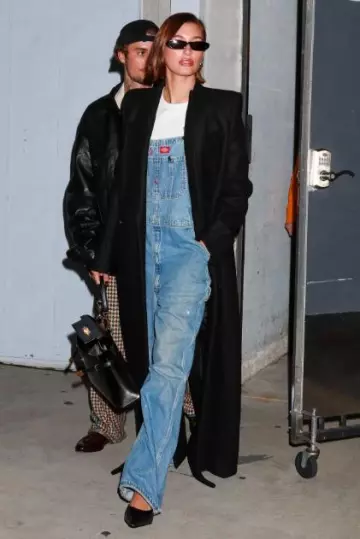 Saint Laurent Manhattan In Box Saint Laurent Leather worn by  Hailey Bieber at Churchome on October 25, 2023