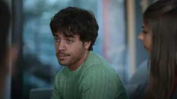 Jersey de punto trenzado de algodón Gant en verde menta usado por Raúl (Alex Pastrana) como se ve en Elite (T07E02)