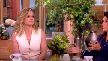 Vince Cutaway Crepe Vest worn by Sara Haines as seen in The View on  October 27, 2023