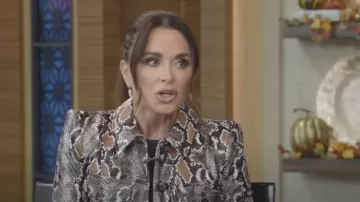 Veronica Beard Fulham Faux Snakeskin Jacket worn by Kyle Richards as seen in LIVE with Kelly and Mark on October 27, 2023