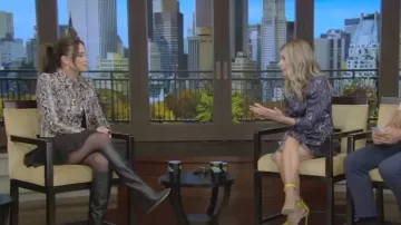 Prada Box-Pleat Mini Skirt worn by Kyle Richards as seen in LIVE with Kelly and Mark on October 27, 2023