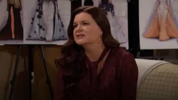 Paige Cleobelle Blouse in Cabernet worn by  Katie Logan(Heather Tom) as seen in The Bold and the Beautiful on  October 25, 2023