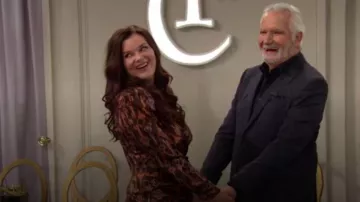 L'Agence Clarice Scissor Print Dress worn by  Katie Logan(Heather Tom) as seen in The Bold and the Beautiful on October 27, 2023