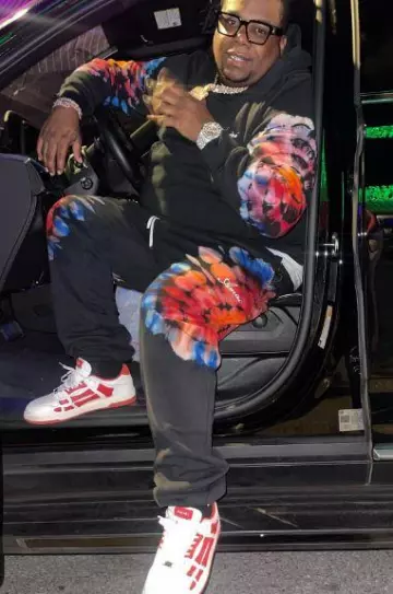 Amiri Black Tie Dye Spot Sweatpants worn by Big Homiie G on the Instagram account @bighomiieg