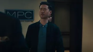 Reiss Maxwell Merino Zip Neck Polo Shirt worn by Ben Kim (Daniel K. Isaac) as seen in Billions (S07E12)