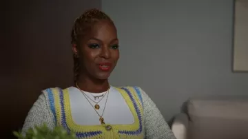 Ganni Crochet Cotton-Blend Cardigan worn by Vanessa 'Ness' Johnson (Samantha Marie Ware) as seen in All Rise (S03E17)