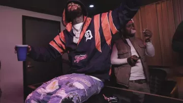 Who Decides War Blue Four Seasons Patches Jeans worn by Dave East in Baywatch (Eastmix) (AUDIO)