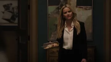 Vince Slim-Fit Long-Sleeve Stretch-Silk Blouse worn by Bradley Jackson (Reese Witherspoon) as seen in The Morning Show (S03E09)