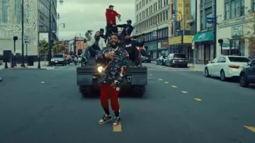 Reason Clothing Green Camo Fangs Print Puffer Jacket worn by Joyner Lucas in 24 hours to live “Official Music Video” (Not Now, I’m Busy)