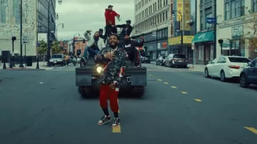 Nike Jordan Red Flight Patch Essential Joggers worn by Joyner Lucas in 24 hours to live “Official Music Video” (Not Now, I’m Busy)