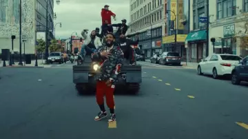 Nike Jordan Red Flight Patch Essential Joggers worn by Joyner Lucas in 24 hours to live “Official Music Video” (Not Now, I’m Busy)