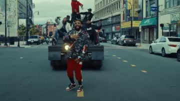 Amiri White Red, & Black High Skel-Top Sneakers worn by Joyner Lucas in 24 hours to live “Official Music Video” (Not Now, I’m Busy)