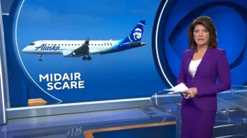 Escada Wool Blazer worn by Norah O'Donnell as seen in CBS Evening News on October 27, 2023