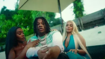 Saks Fifth Avenue Collection Green White Purple Gradient Sweater worn by YTB Fatt in Backstabbin (Official Video)